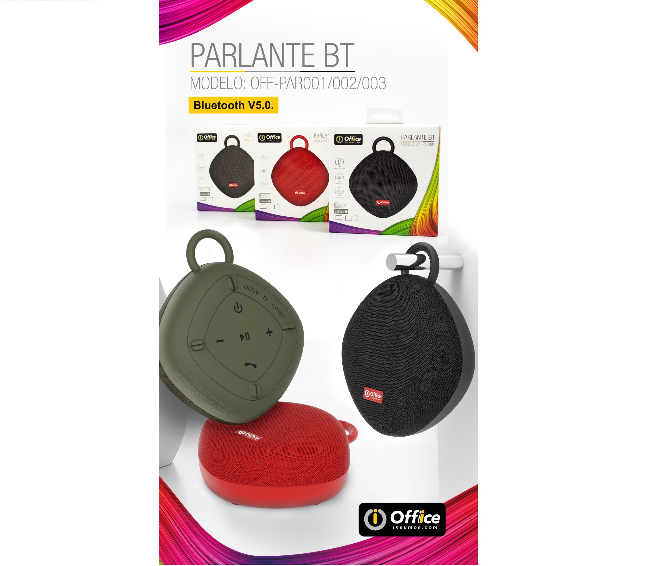 PARLANTES AUDIO BT ALIM BATERIA OFF-PAR002 ROJO